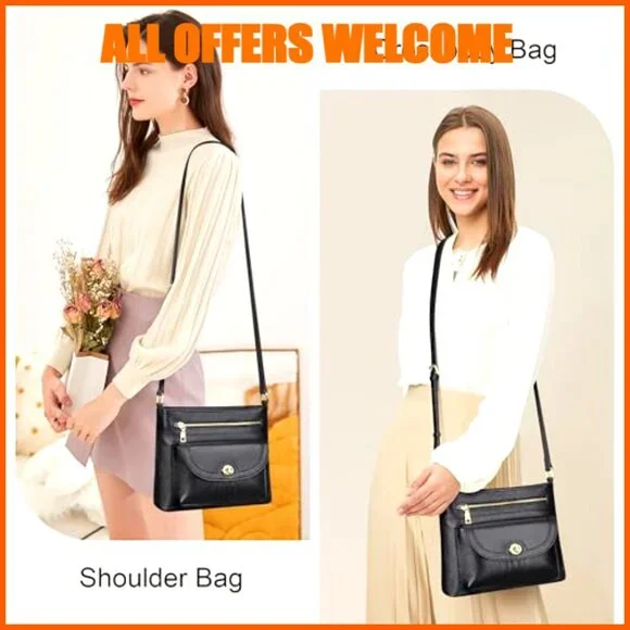 Genuine Leather Crossbody Bag for Women with Multiple Pockets